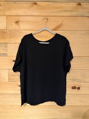 SHEIN Black Short Sleeve Round Neck Blouse